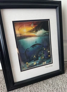 1990’s Marine Artist Wyland “Kissing dolphins” Matted Framed - Picture 1 of 8