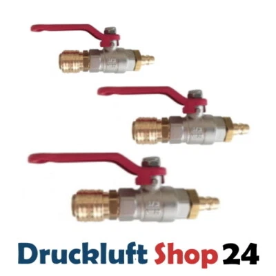 Druckluft Kupplung Schnellkupplung Stecker Kugelhahn Absperrhahn Absperrventil