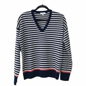 Equipment Lucinda Pullover V-Ausschnitt gestreift Wolle-Kaschmir-Mischung $ 298 neu mit Etikett Small - Bild 1 von 4