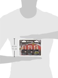 Candado de acero laminado con llave 311TRI, paquete de 3, negro - Imagen 1 de 12