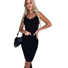 Women Ribbed Knit Pullover Top and Sleeveless Midi Bodycon Dress Casual Outfit