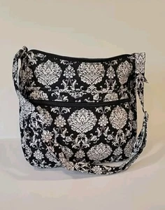 WAVERLY INSPIRATIONS Tote Bag Womens Black &White Fabric Quilted Crossbody Purse - Picture 1 of 4
