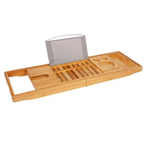 TRIXES Bamboo Bath Caddy Home Spa for Bathrooms Relaxation Universal Fit - Picture 1 of 8
