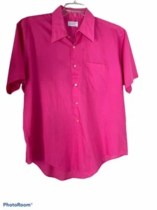 1960s Mens Vintage Mod Solid Pink Button Down Dress Shirt bubblegum - Picture 1 of 5