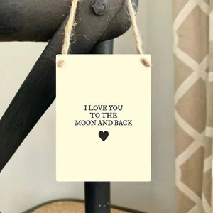 I Love You To The Moon and Back Mini Metal Hanging Plaque Home Decor - Picture 1 of 1