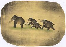 Indian Art Elephant Wild Scene Miniature Paper Wall Decor Painting Watercolor