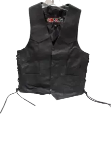Zony Black Leather Men's Motorcycle Size 36 Biker Vest - Bild 1 von 3