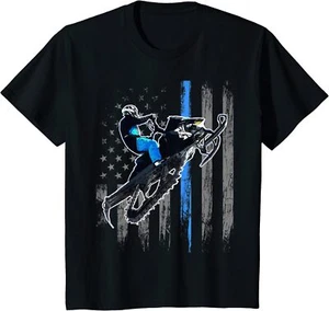 American Flag Snowmobile Riding Gift Sweet Car Gift Youth Unisex T-shirt - Picture 1 of 3