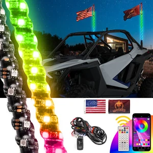 For 2024-2025 Polaris RZR XP 1000 Pair 4FT RGB Whip Lights w/Plug-Play Whip Wire - Picture 1 of 16