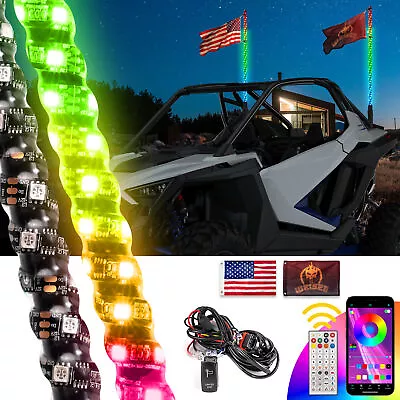 For 2024-2025 Polaris RZR XP 1000 Pair 3FT RGB Whip Lights w/Plug-Play Whip Wire - Image 1 of 4