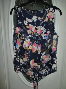 a.n.a Blouse Sleeveless Button Down Top Blue Floral Print Women's M - Picture 1 of 5