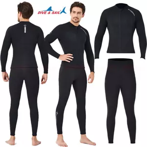 MEN'S 2MM NEOPRENE WETSUITS RASH GUARDS LONG SLEEVES SURFING DIVING SHIRTS PANTS - Picture 1 of 14