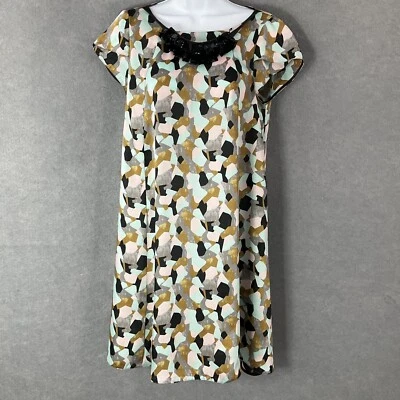 Zara Abstract Print Cap Sleeve Dress S Multicolor Short Sleeve Artsy Whimsical - Image 1 of 4