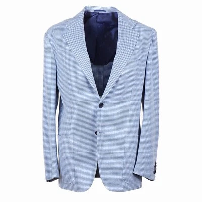 Kiton Soft-Constructed Blue Houndstooth Check Cotton Sport Coat 40R (Eu 50) NWT - Image 1 of 4