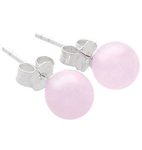 Rosenquarz Ohrstecker 6 mm Kugel Edelstein Ohrringe 925er Silber | Schmuck - Picture 1 of 4