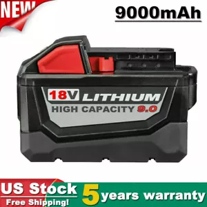 9.0Ah For Milwaukee M18 18V Lithium Extended Capacity Battery 48-11-1890 LED - Picture 1 of 12