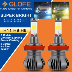 2x H8 H11 H9 Switchback Yellow Ice Blue Strobe Fog Light LED Driving Bulb DRL - Picture 1 of 12