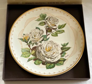 1982 Edward Marshall Boehm Roses of Excellence “ White Lightnin” Plate New w/Box - Picture 1 of 14