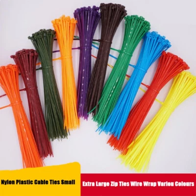 Nylon Plastic Cable Ties Small and Extra Large Zip Ties Wire Wrap Variou Colours - Image 1 of 4