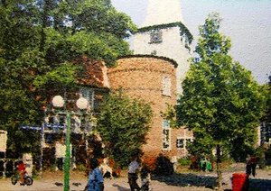 Ölbild Kunstwerk Neo-Impressionismus 130x92 Hasseturm in Hamburg Bergedorf - Bild 1 von 17