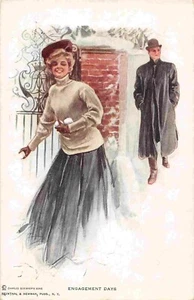Postal Engagement Days Snowball Fight Harrison Fisher Artist Series 103 1910 - Imagen 1 de 2
