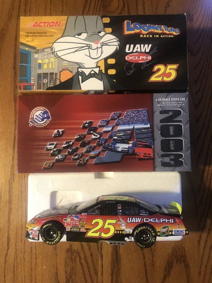 JOE NEMECHEK #25 UAW Delphi LOONEY TUNES 2003 Monte Carlo 1:24 Scale AUTOGRAPHED - Image 1 of 4