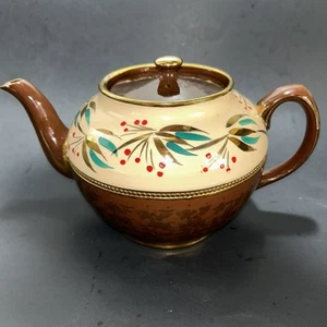 Sadler Teapot Brown , Teal and gold leaf made in England Makers Mark #’d *READ - Picture 1 of 17