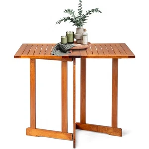 Round Wooden Portable Folding Table 3FT Drop Leaf Teak In/Outdoor for Yard - Picture 1 of 9