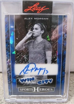 ALEX MORGAN 2025 Leaf Sports Heroes Win City Crystal Blue AUTOGRAPH  3/4 - Image 1 of 3