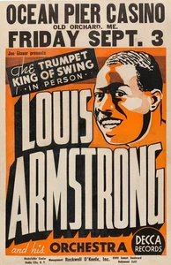 Póster de concierto enmarcado Louis Armstrong 1937 Old Orchard Beach, Maine - Imagen 1 de 2