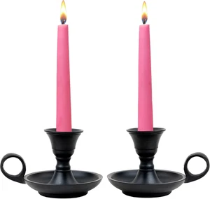 Kerzenständer schwarz matt Metall mit Griff für Kegelkerzenständer 2er Set Modus - Bild 1 von 7