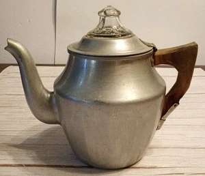 Vintage Buckeye Aluminium Wooster Kaffee oder Teekanne, nur Kanne, Pyrex Glas auf der Oberseite - Bild 1 von 16