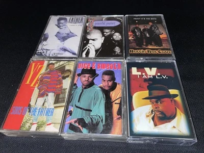 vtg rap hip-hop 6 tape lot L.V. I am Nice & Smooth Father MC YZ Heavy D Sons of - Image 1 of 4