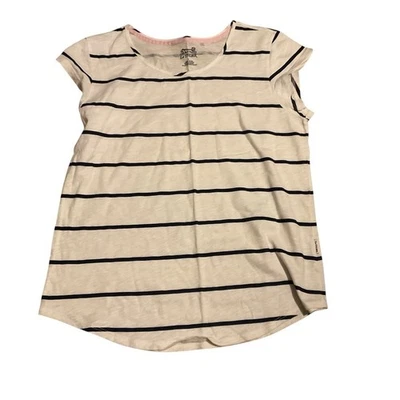 Le Tigre black and white Striped 100% cotton short sleeve blouse tennis golf - Image 1 of 2