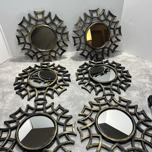 Schöner Akzent Spiegel Distressed Gold Design Hängedeko 6er Set Kunststoff - Bild 1 von 6