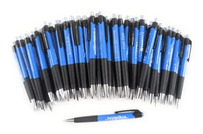 100ct Bulk Lot Misprint Rubber Grip Click Pens MARDI GRAS Hub Pen: BLUE