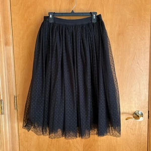 Ann Taylor schwarz Tüllrock gepunktet Cocktail Abend Midi Medium neu ohne Etikett - Bild 1 von 7