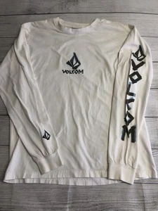Volcom Shirt YOUTH Large White Long Sleeve Graphic Skate Surfer Streetwear Logo - Picture 1 of 11