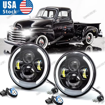 Par de faros LED redondos de 7 pulgadas con haz sellado HI/LO para camioneta Chevy 3100 Foto 1 de 4