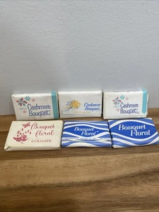 6 Vintage NEW Colgate-Palmolive Cashmere Bouquet Hotel Soaps & Cashmere Bouquet - Picture 1 of 3
