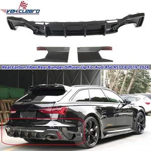 Real Carbon Fiber Rear Bumper Diffuser Lip For Audi RS6 RS7 C8 2019-2024 - Picture 1 of 12