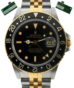 1987 Rolex 40mm Men's Black Dial Two-Tone GMT Master Watch Unpolished Ref: 16753 - Picture 1 of 20