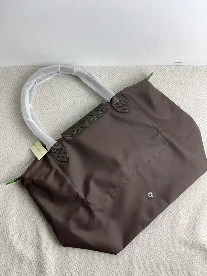 LONCHAM Terra Long C Plage Tote Bag Large in Mud Brown with Horse Embroidery