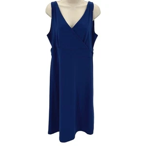 Eddie Bauer Womens Sleeveless Wrap Bodice Active Knit Dress Size L Blue - Picture 1 of 9