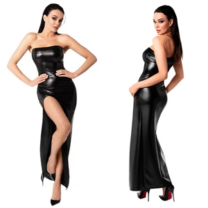 Black Long Strapless Dress with thigh-high Slit - Picture 1 of 10