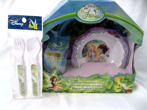 Tinkerbell+Fairies Mealtime Dinnerware Set Includes Plate,Bowl,Cup and Flatware - Picture 1 of 5