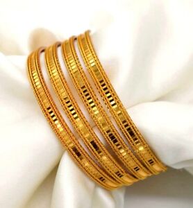 Royal Women South Indian Bridal Gold Plated Bracelets Bangles 2.5 inch 2.8" Size