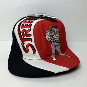 Vtg 1996 Street Fighter II Ryu Stripe AOP Hat Capcom Promo Snapback Cap NWT - Picture 1 of 19