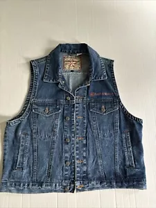 Gilet denim Smith & Wesson bottoni GRANDE jeans biker ricamo western - Foto 1 di 9