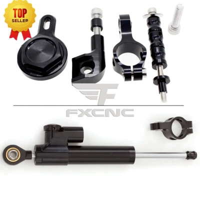 Kit de montaje estabilizador amortiguador de dirección negro para Yamaha YZF R1 1998 1999-2001 Foto 1 de 4